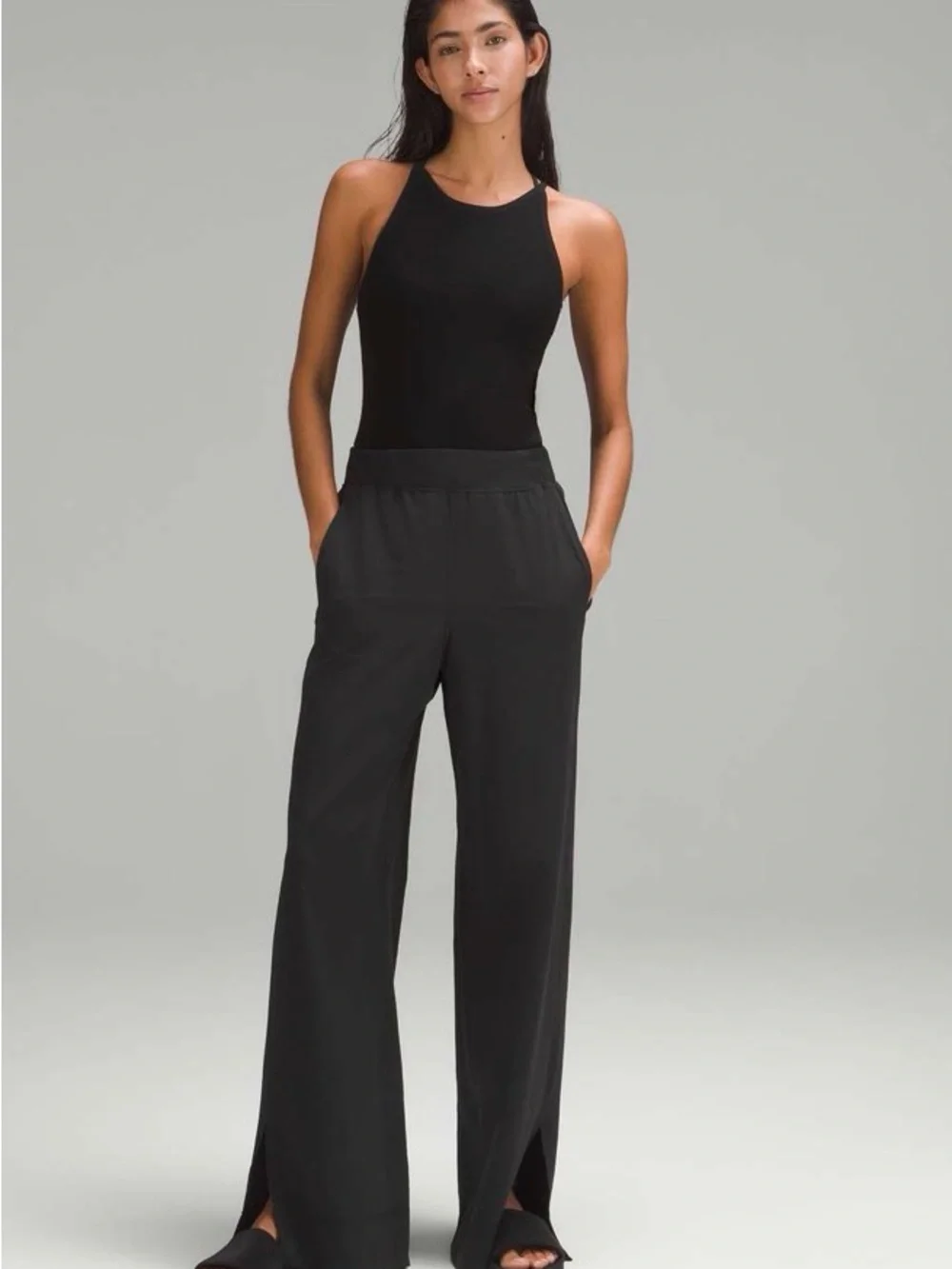 lululemon athletica Black High-Rise Wide-Leg Stretch Pants